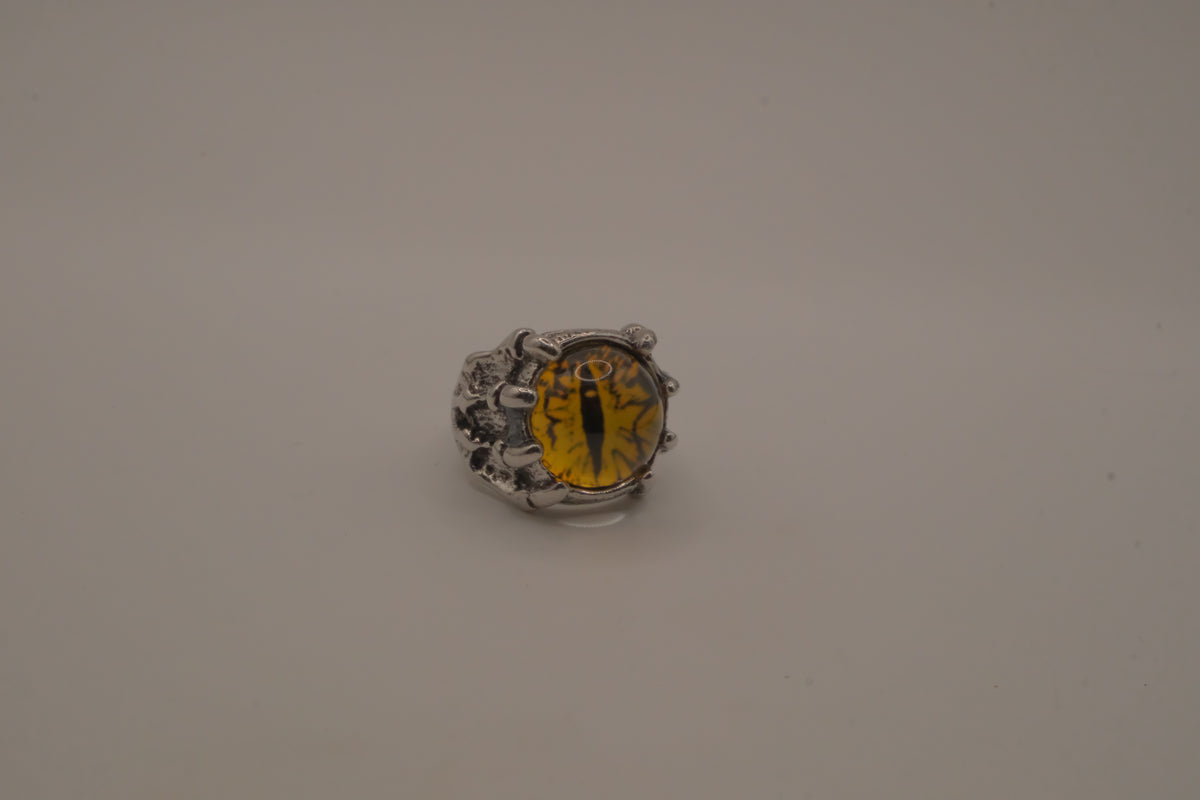 Dragon or demon eye Yellow Goth ring