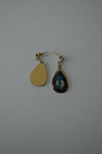 Blue Woman with Moon Teardrop Earrings