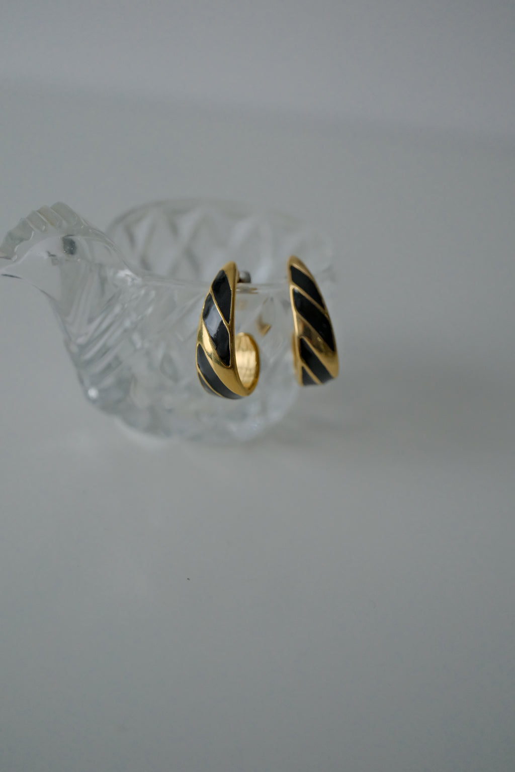 Vintage Monet Black Enamel Earrings