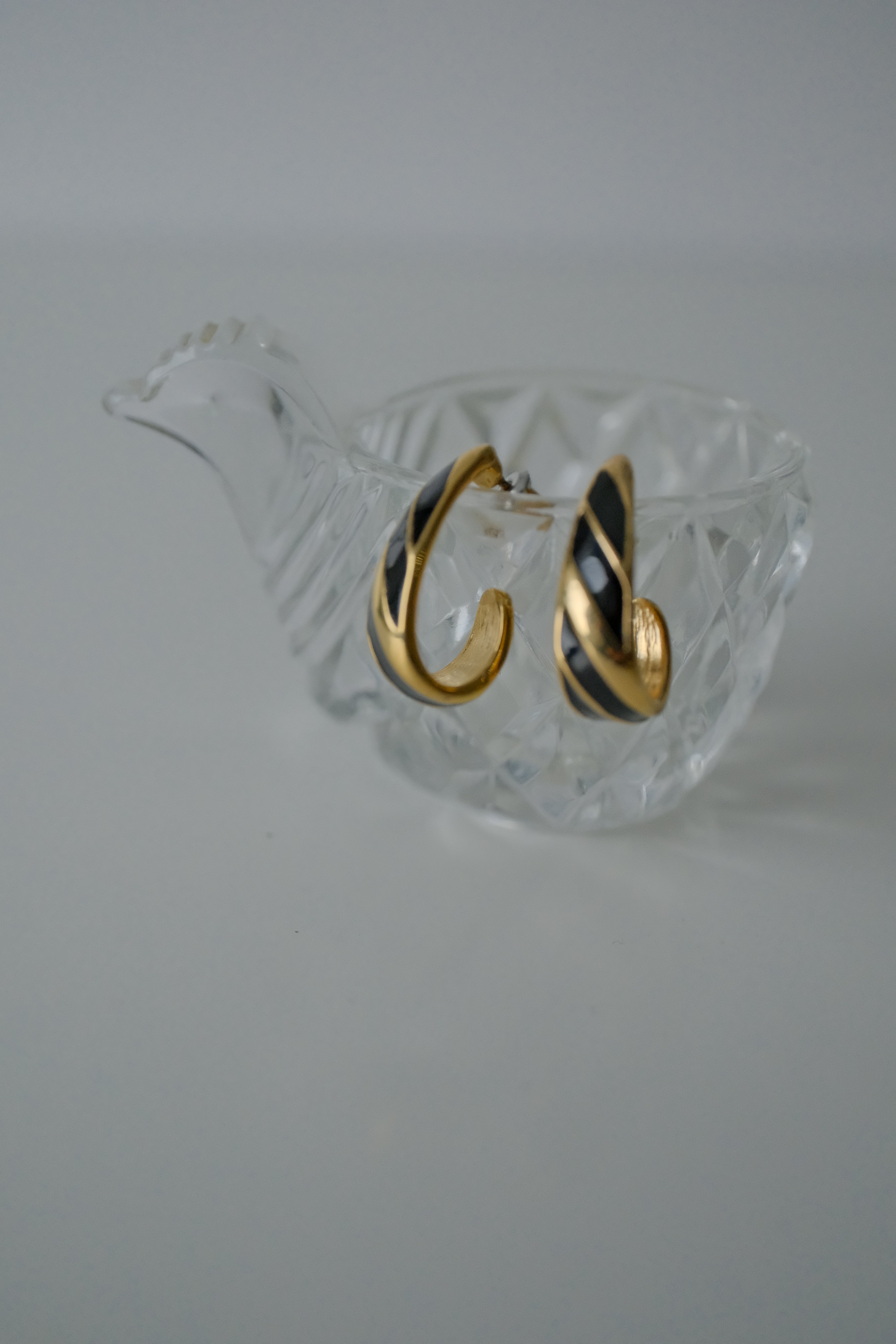 Vintage Monet Black Enamel Earrings