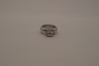 Vintage chunky silver ring with an emerald-cut clear stone
