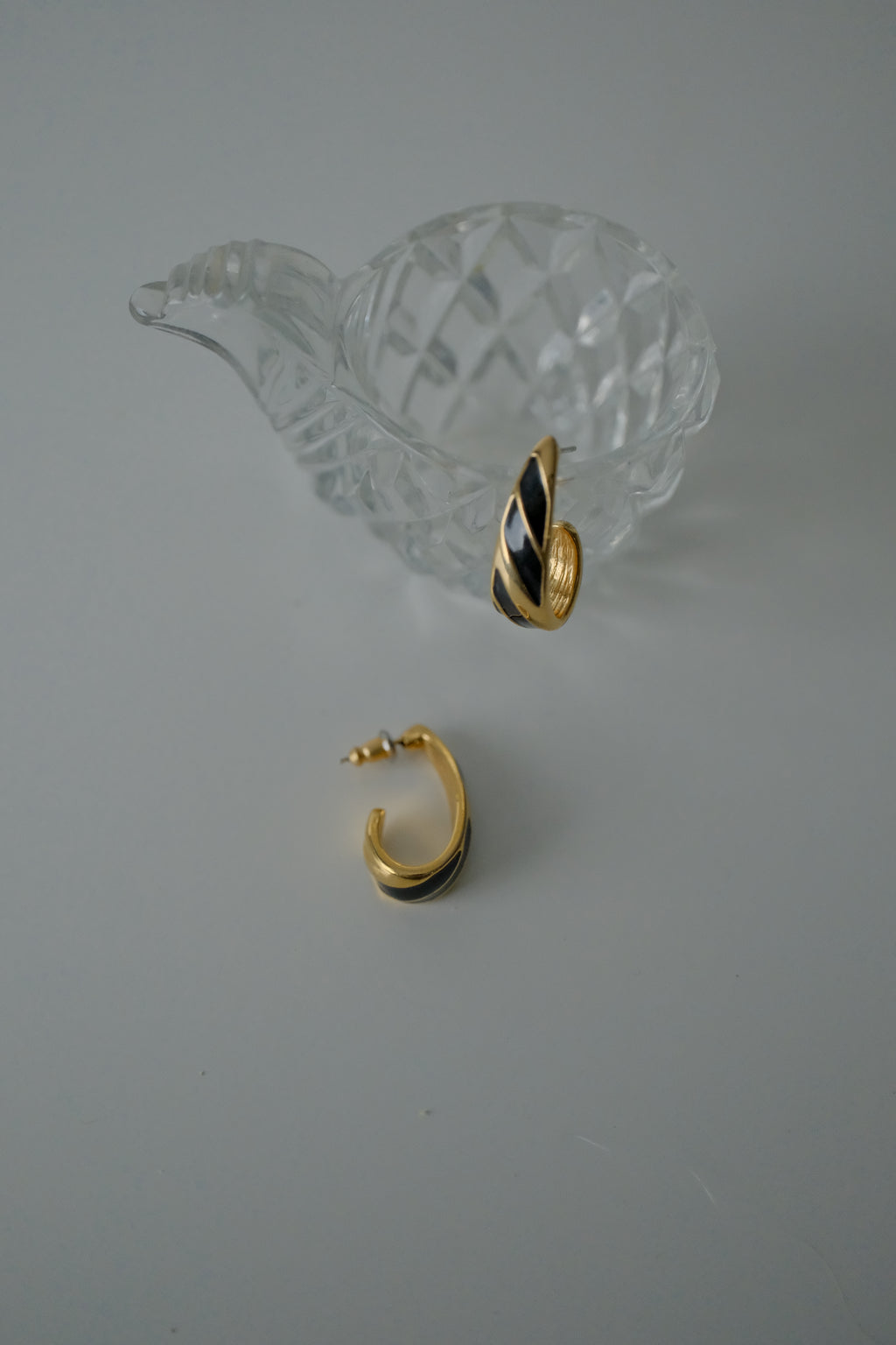 Vintage Monet Black Enamel Earrings