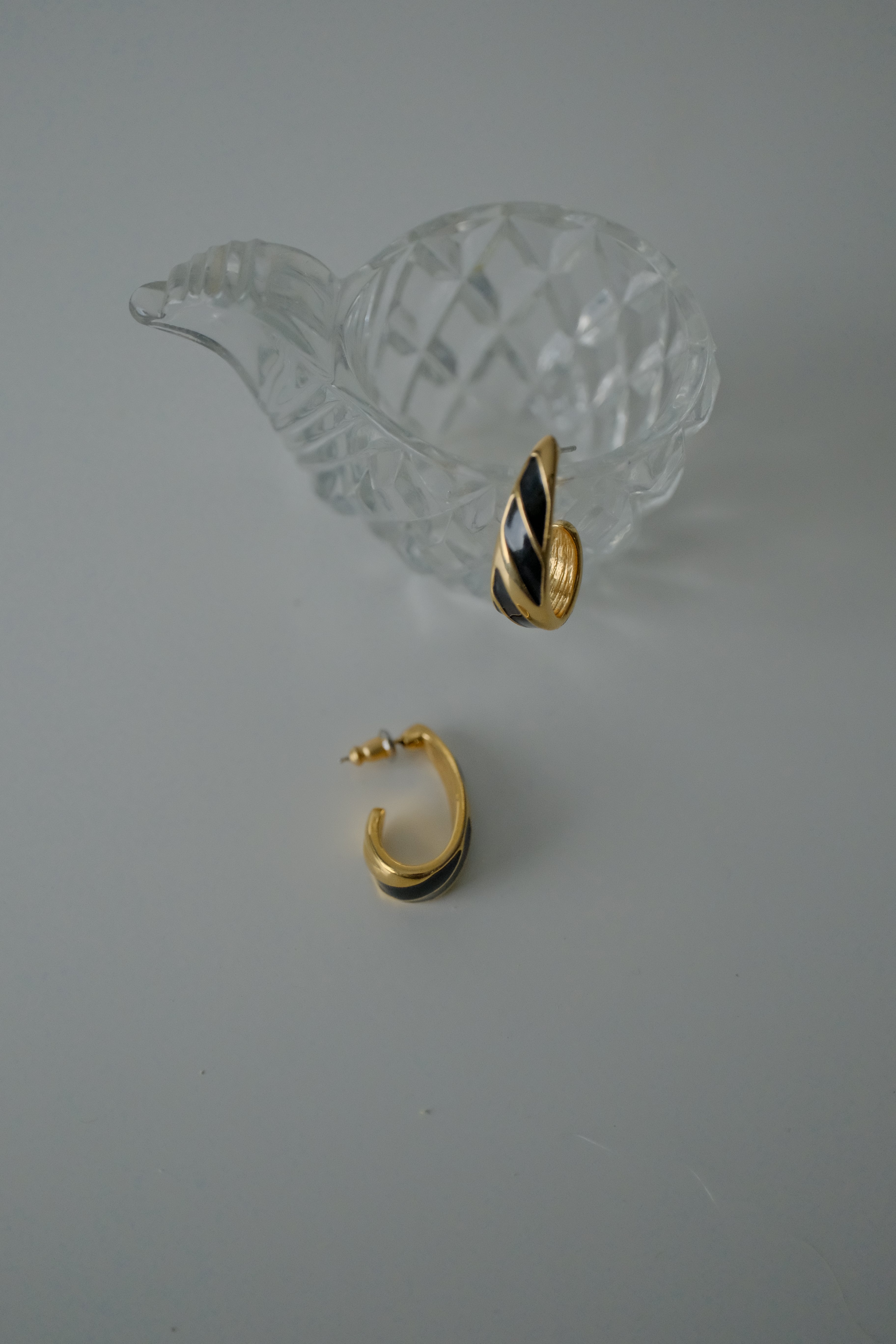 Vintage Monet Black Enamel Earrings