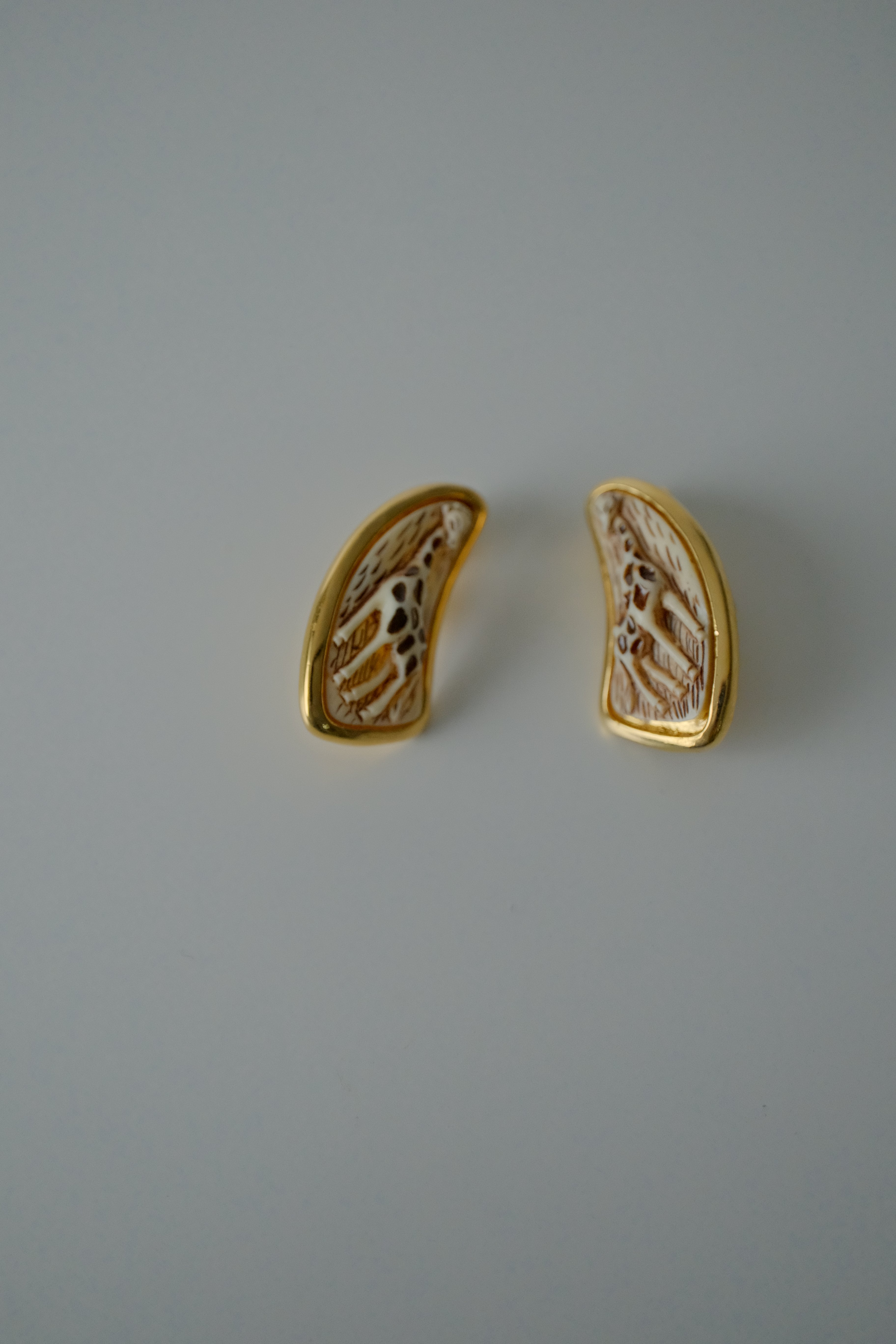 Vintage Gold Tone Giraffe Earrings
