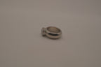 Vintage chunky silver ring with an emerald-cut clear stone