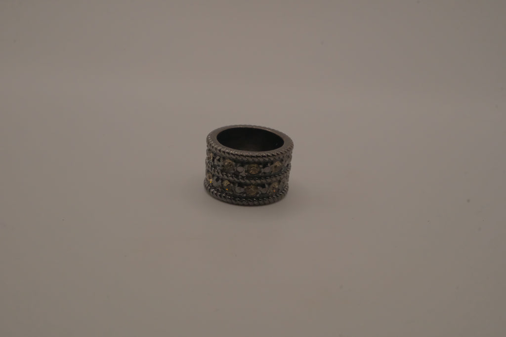 Wide gunmetal statement ring