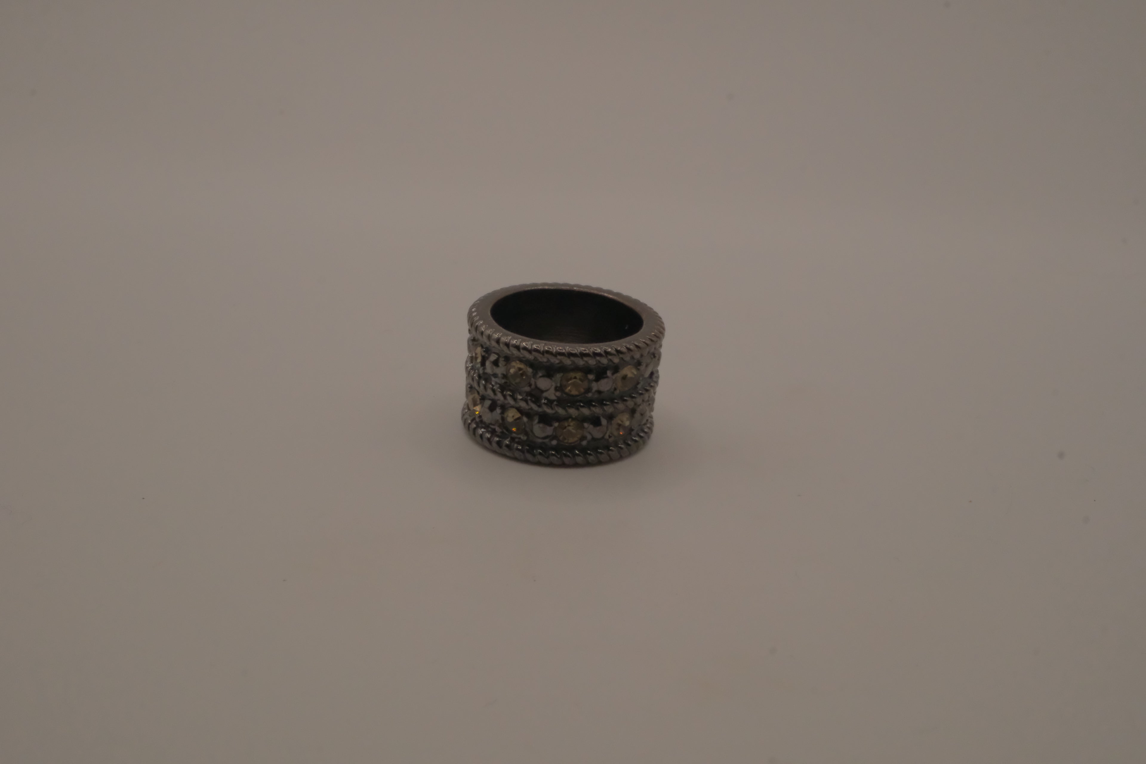 Wide gunmetal statement ring