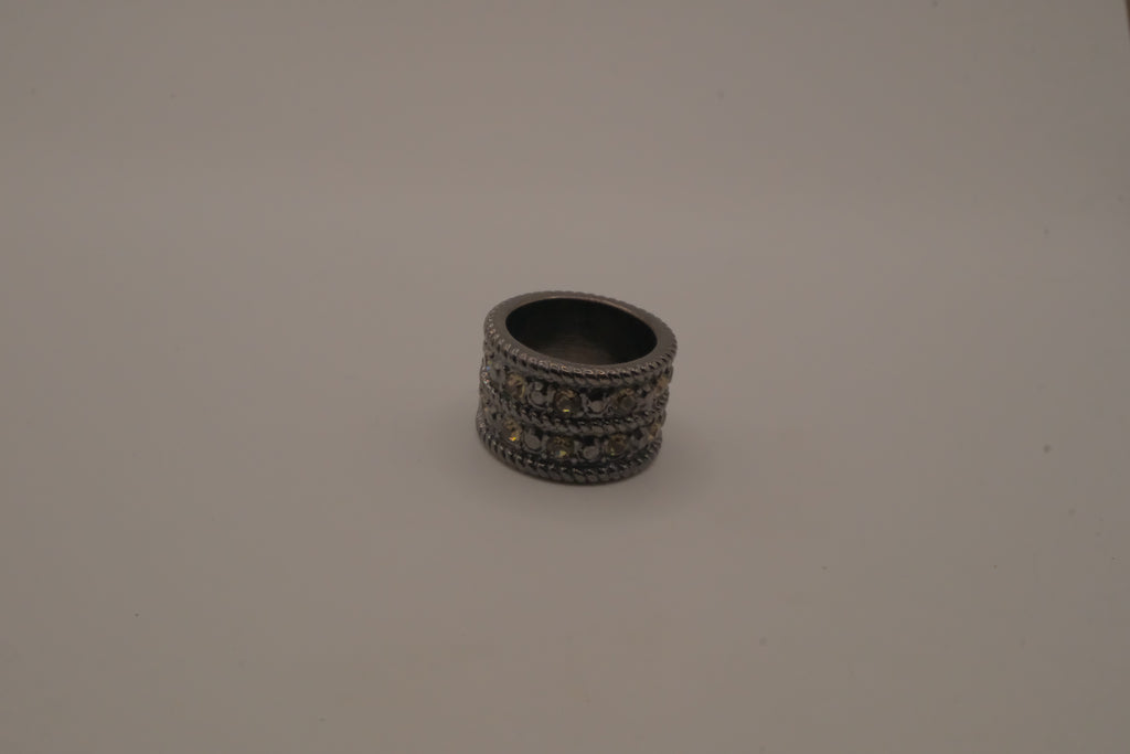 Wide gunmetal statement ring