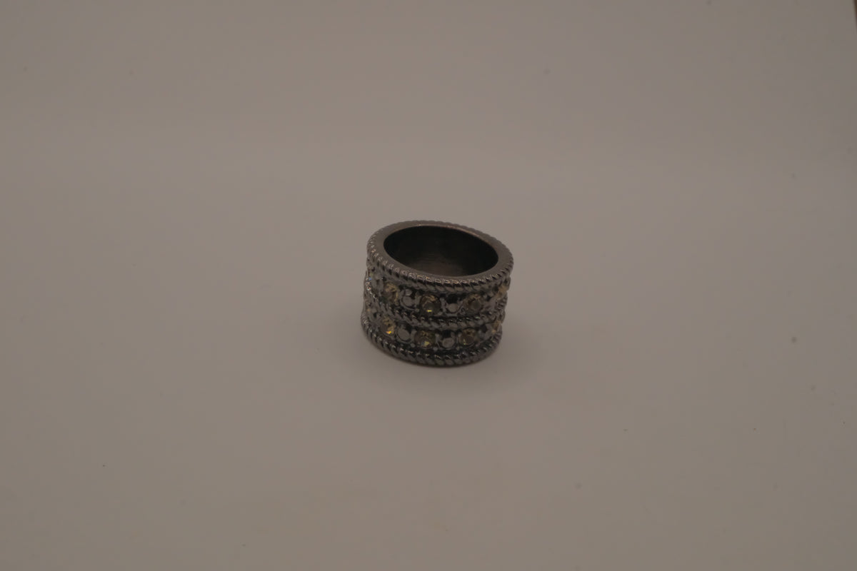 Wide gunmetal statement ring
