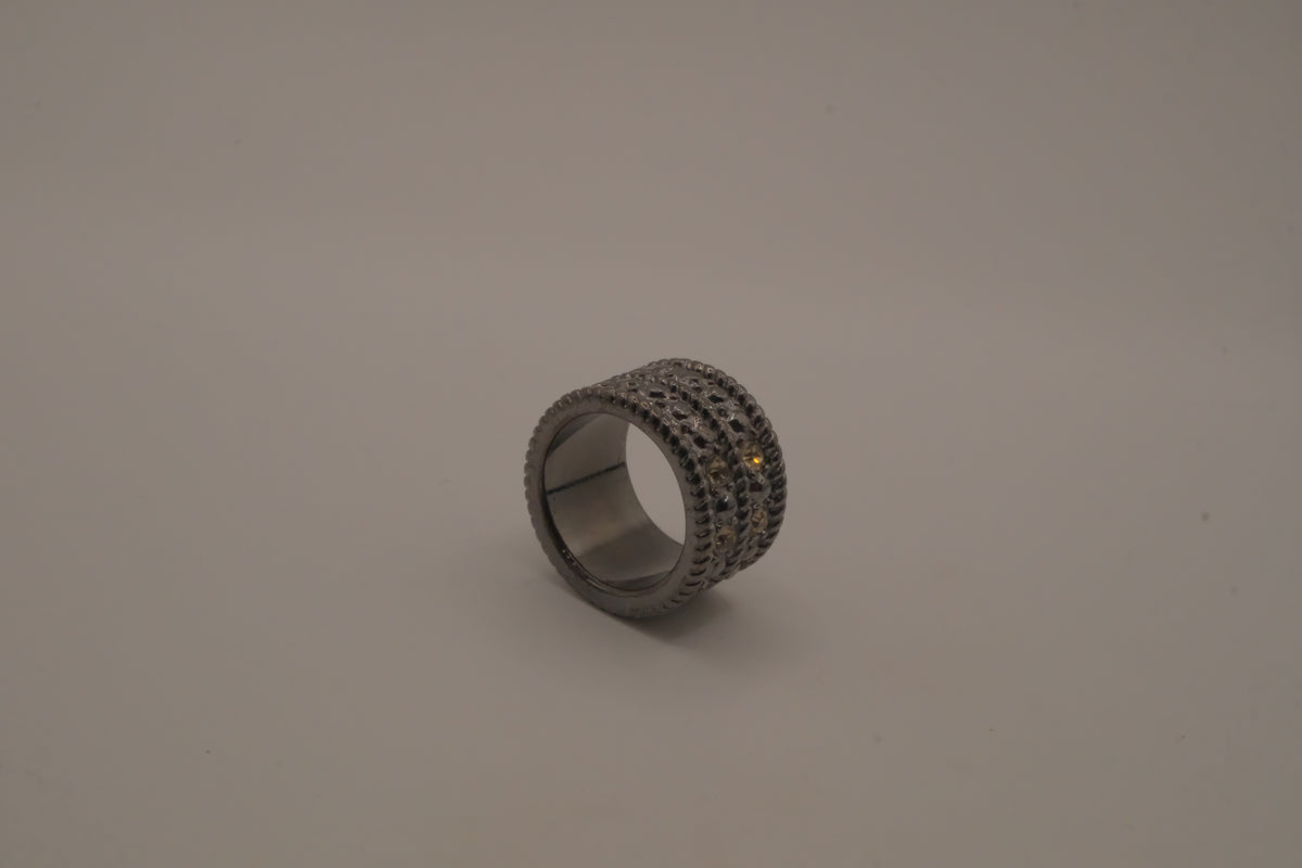 Wide gunmetal statement ring