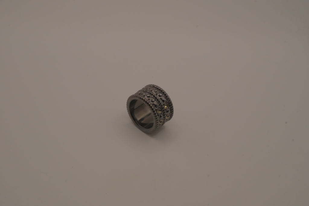 Wide gunmetal statement ring