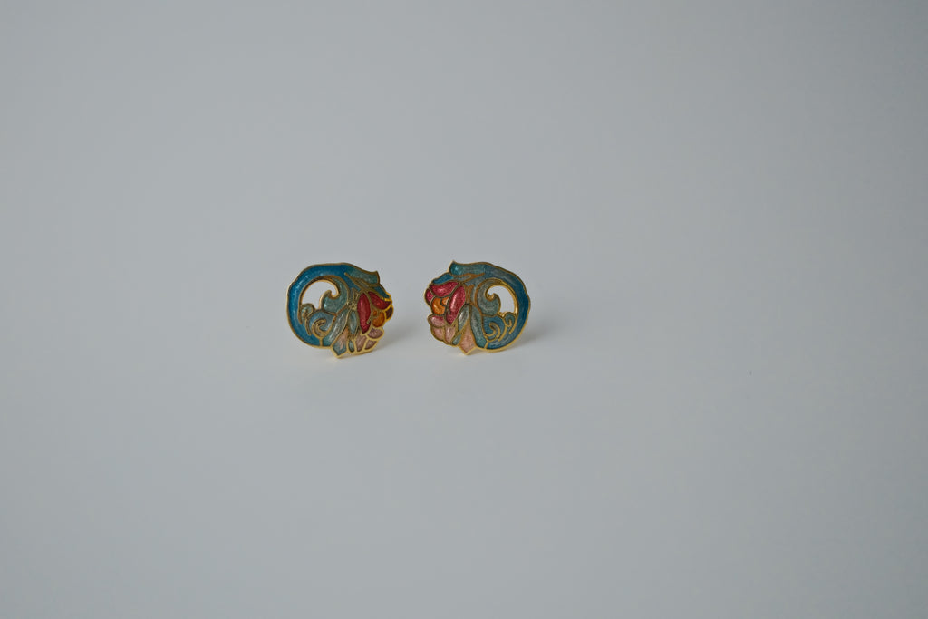 Vintage Flower Cloissone Earrings