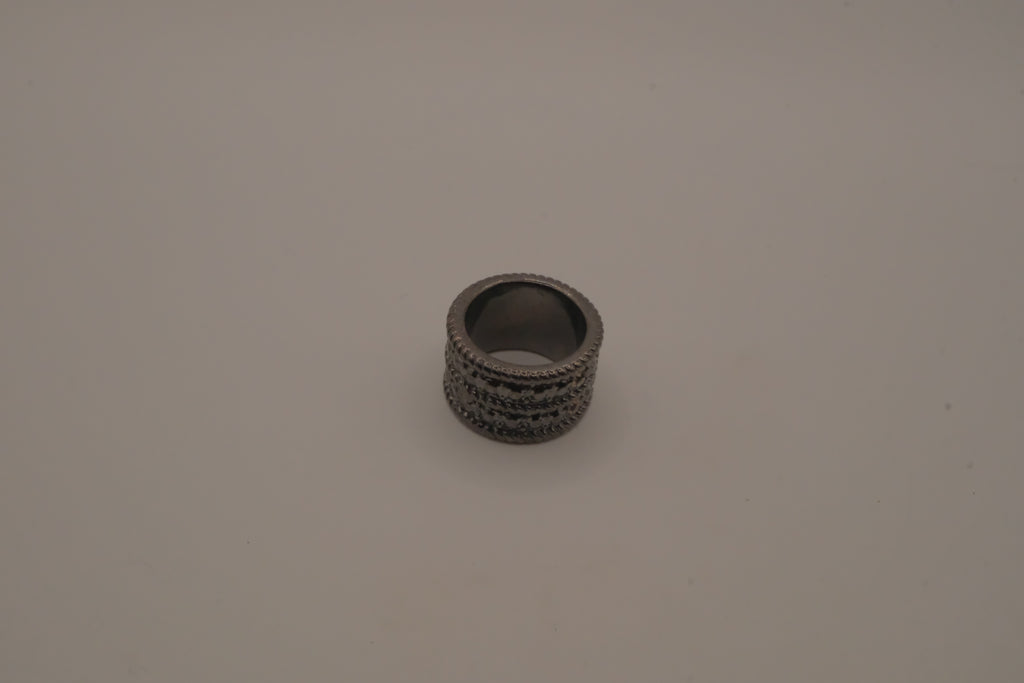 Wide gunmetal statement ring