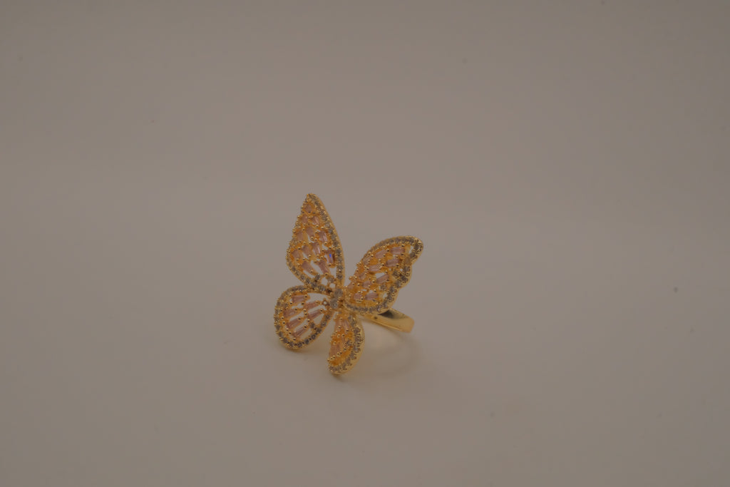 Gold-tone butterfly cocktail statement ring&nbsp;