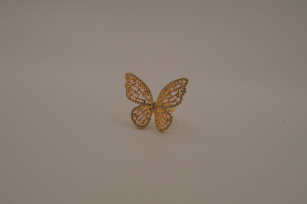 Gold-tone butterfly cocktail statement ring&nbsp;