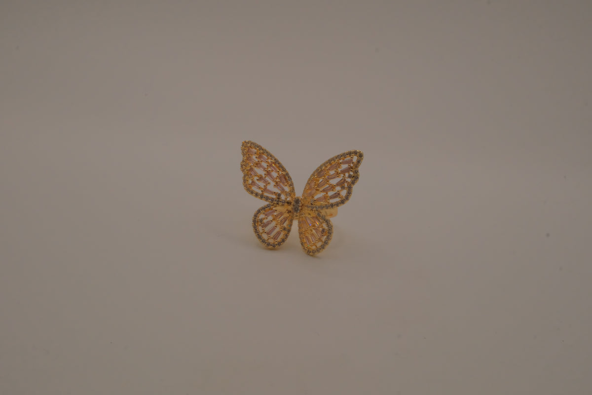 Gold-tone butterfly cocktail statement ring&nbsp;