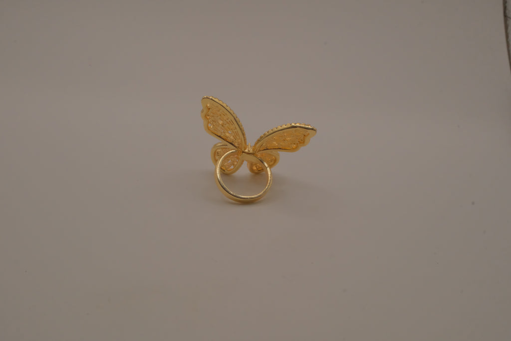 Gold-tone butterfly cocktail statement ring&nbsp;