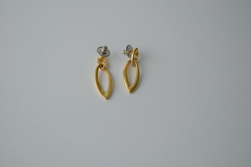 Vintage Gold Tone Interlocking Drop Earrings
