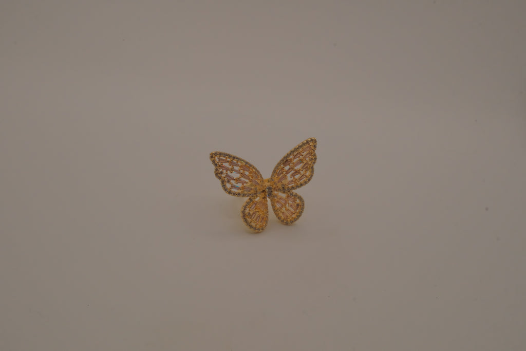 Gold-tone butterfly cocktail statement ring&nbsp;