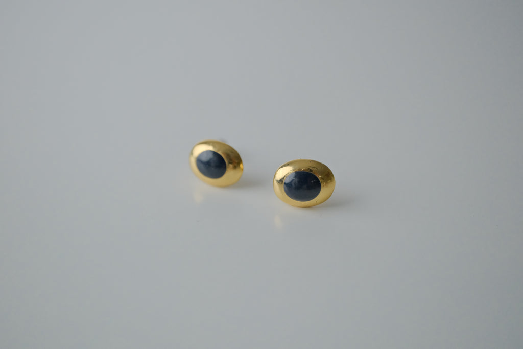 Vintage Gold Tone and Blue Studs