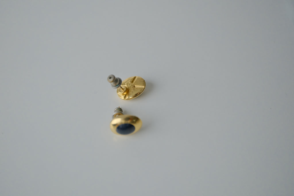 Vintage Gold Tone and Blue Studs
