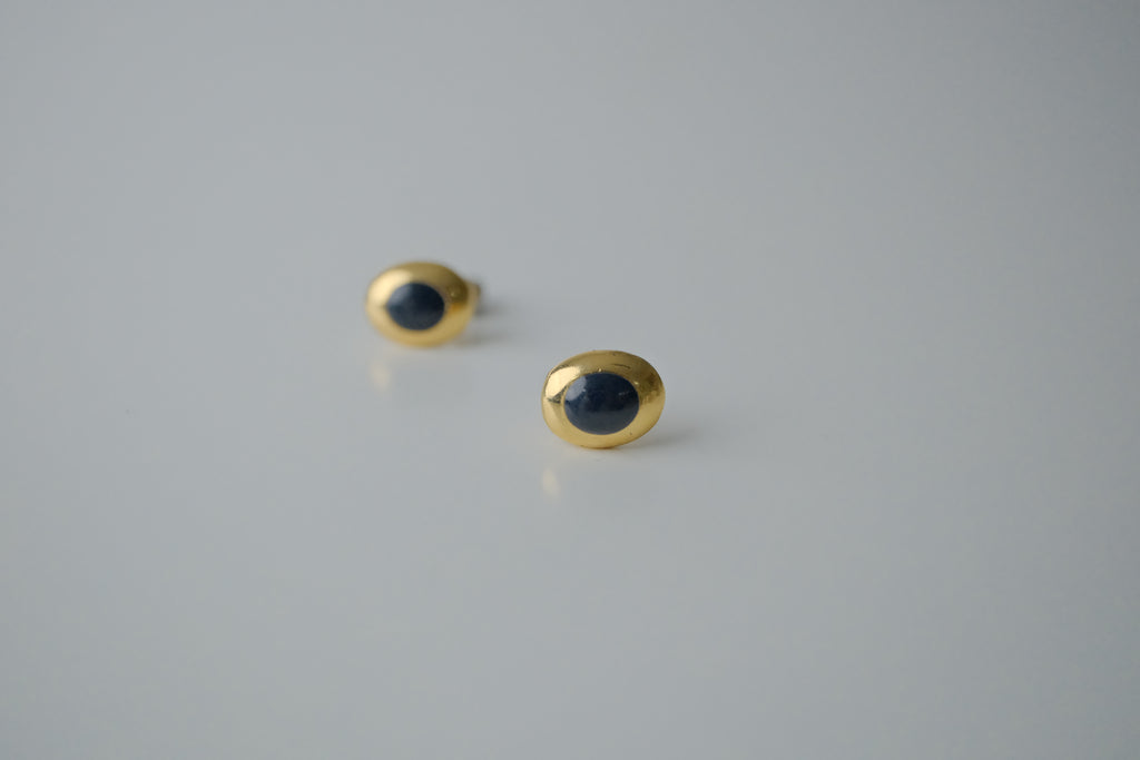Vintage Gold Tone and Blue Studs