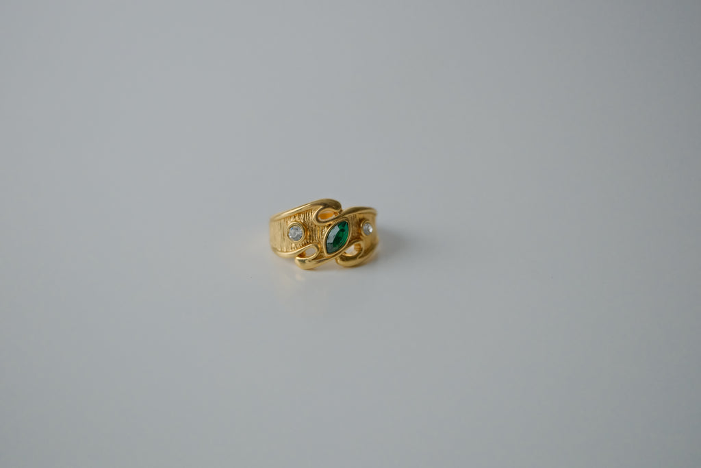 Vintage Gold Tone Wave Ring