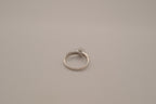 Silver tone halo ring with split-shank band