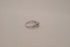 Silver tone halo ring with split-shank band