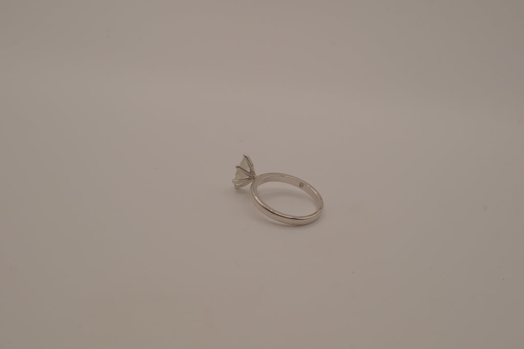 Silver tone marquise-cut solitaire ring