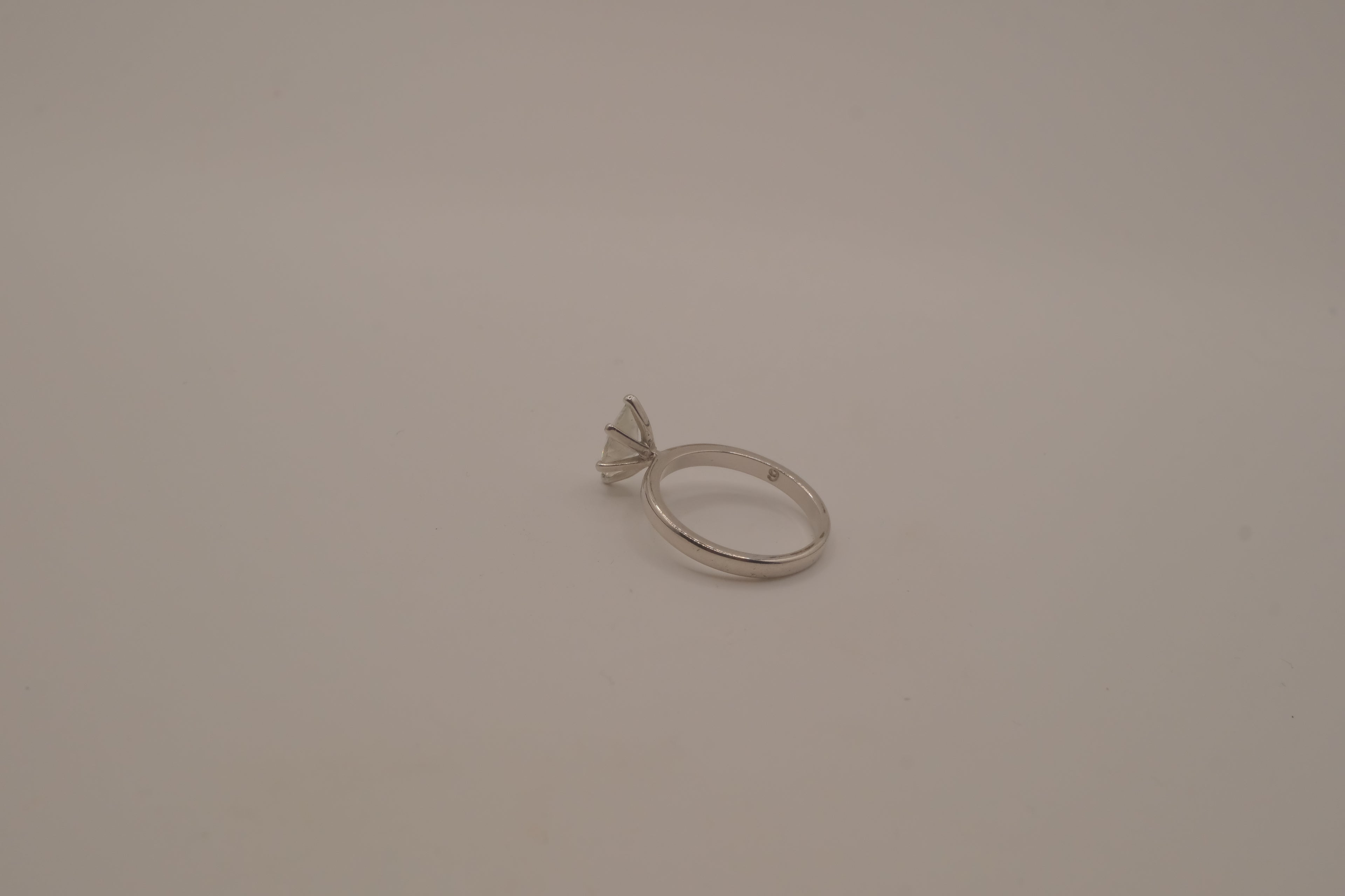 Silver tone marquise-cut solitaire ring