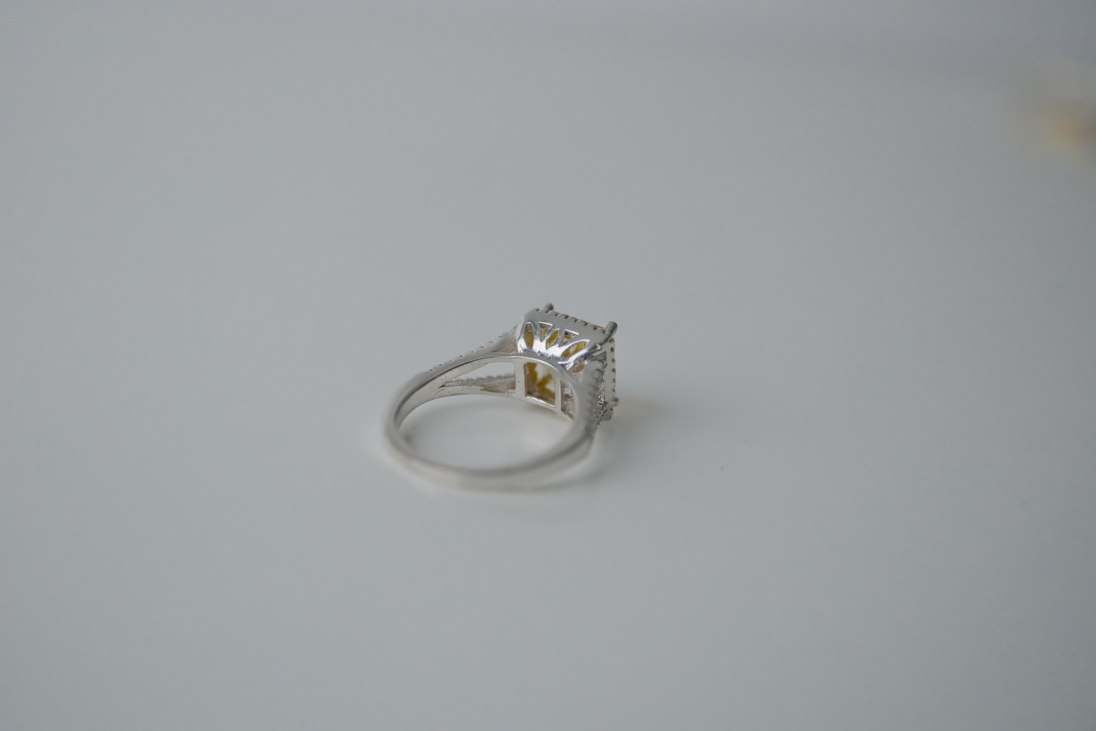 Yellow Sapphire Silver Rhinestone Ring