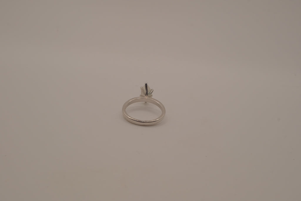 Silver tone marquise-cut solitaire ring