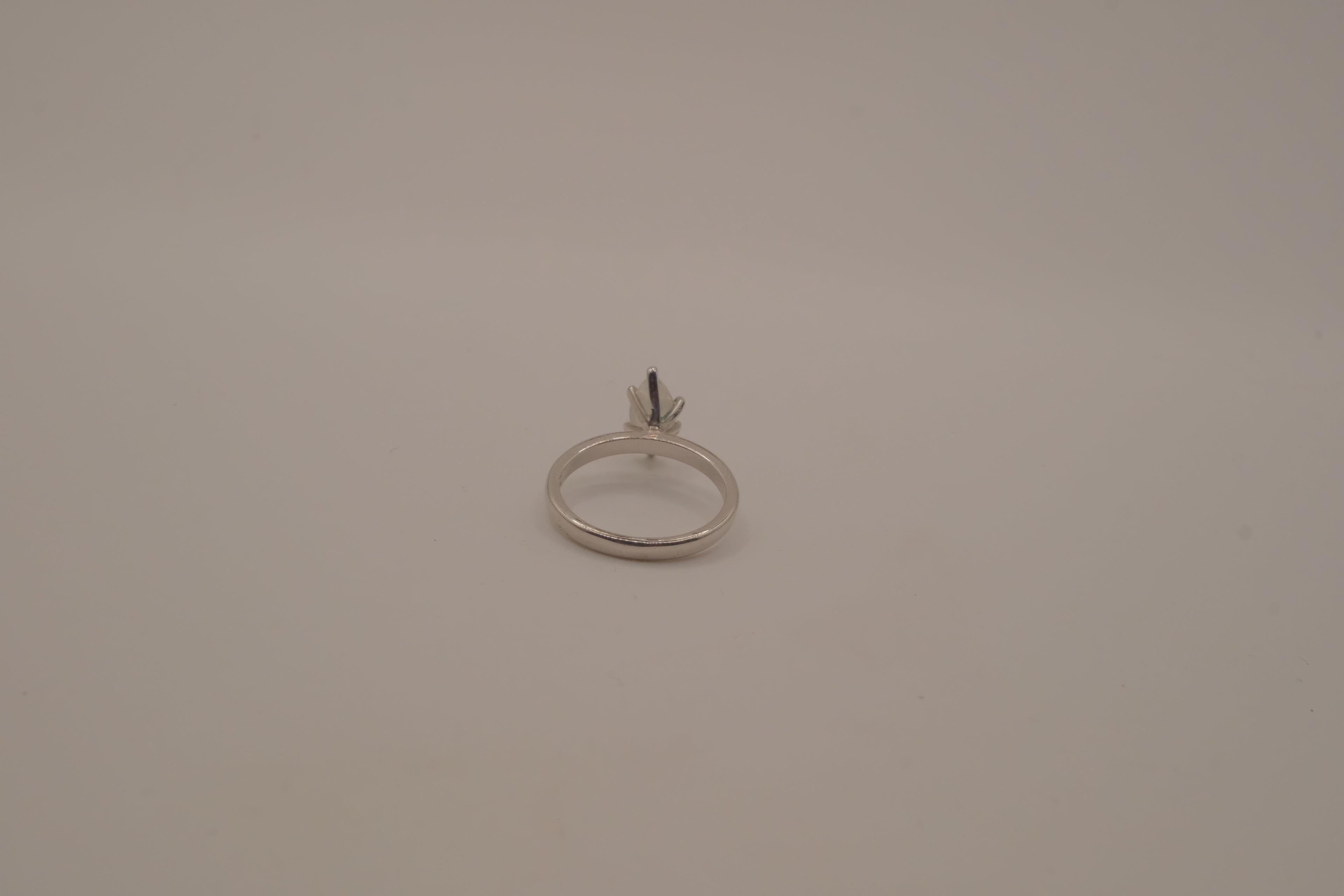 Silver tone marquise-cut solitaire ring