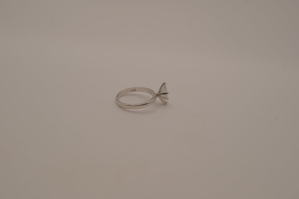 Silver tone marquise-cut solitaire ring