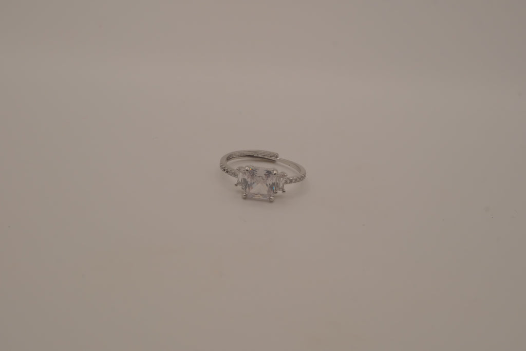 Elegant three-stone engagement-style ring