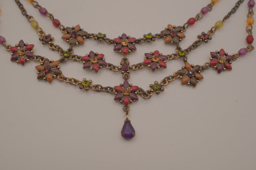 Vintage Avon multi-strand floral bib necklace