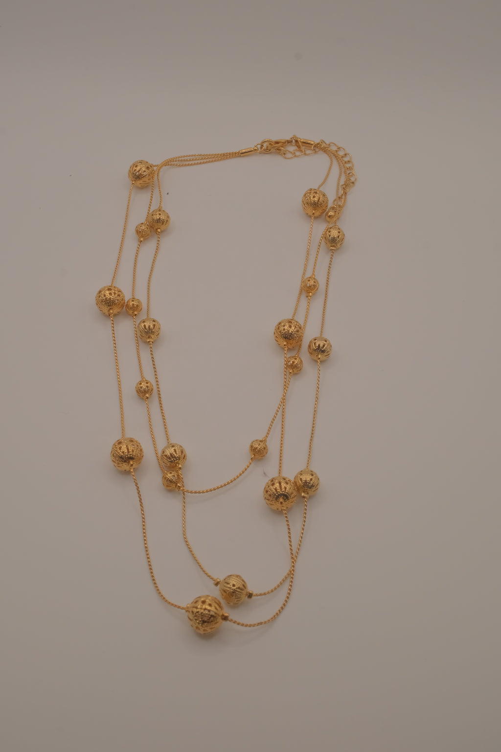 Vintage Avon Triple Strand Filigree Ball Necklace