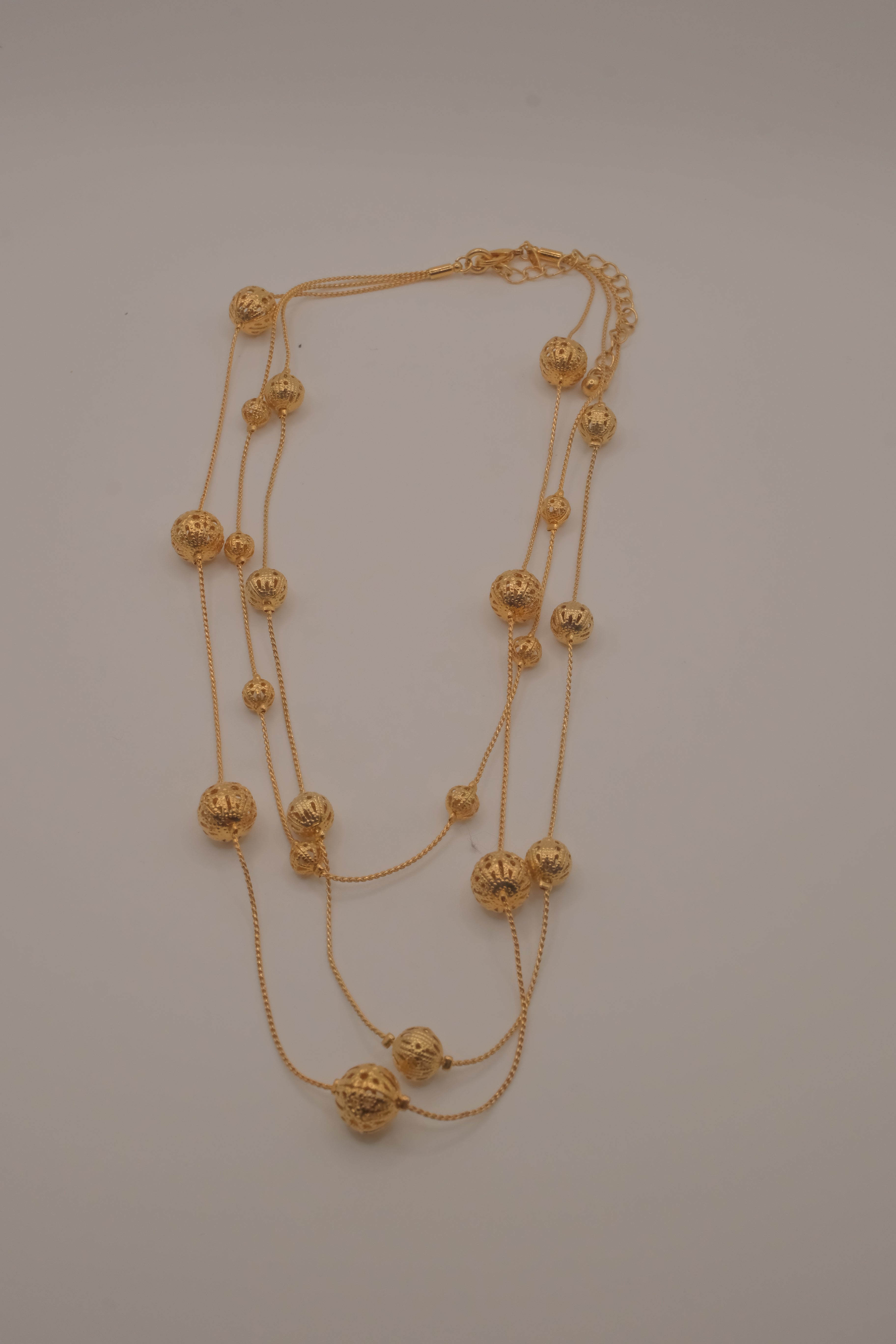 Vintage Avon Triple Strand Filigree Ball Necklace