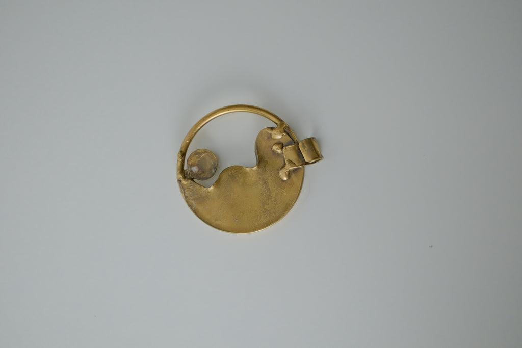 Vintage Abstract Gold Pendant with cabochon turquoise stones