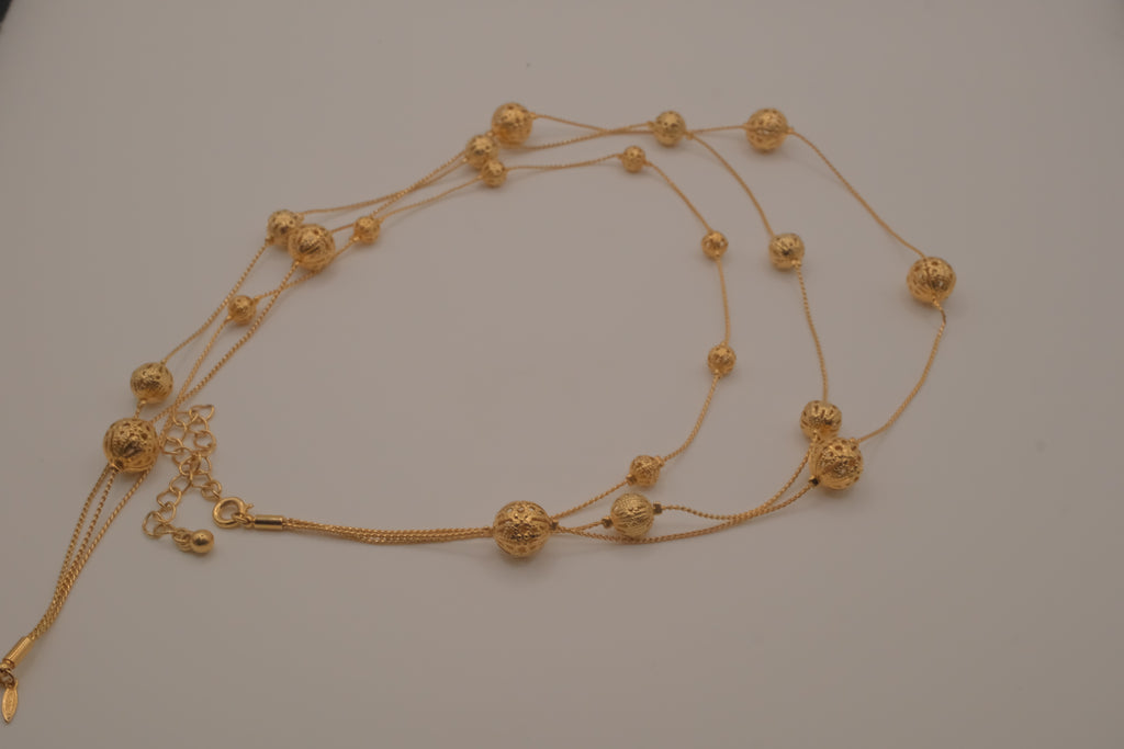 Vintage Avon Triple Strand Filigree Ball Necklace