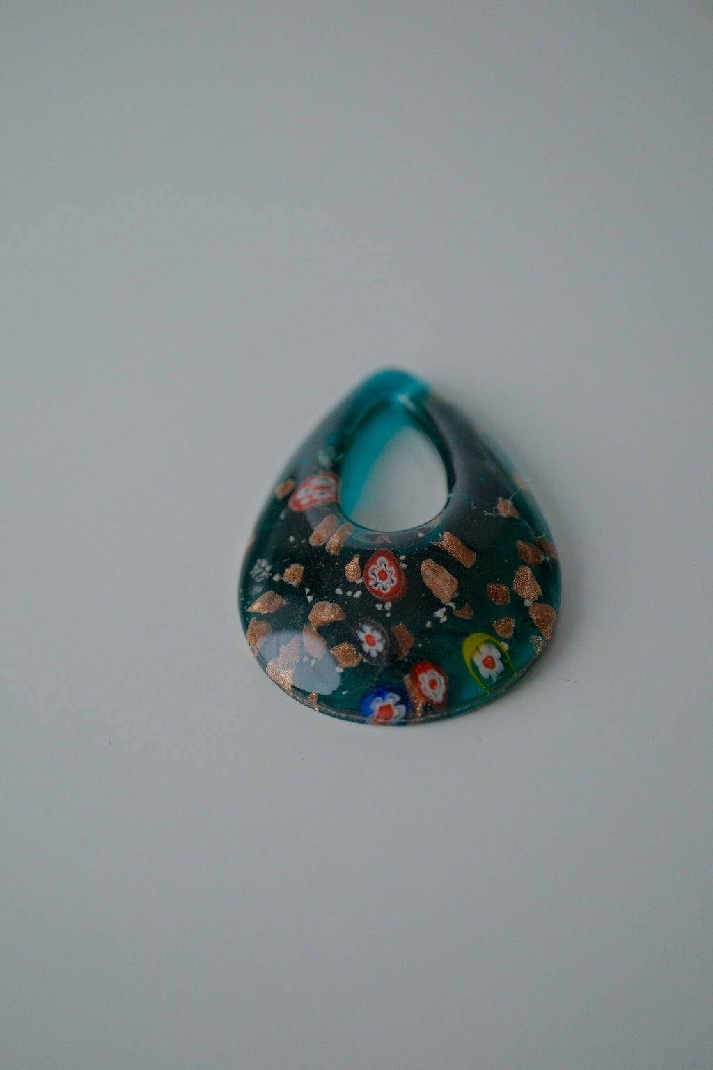 Millefiori Teardrop Sea Murano Glass Pendant