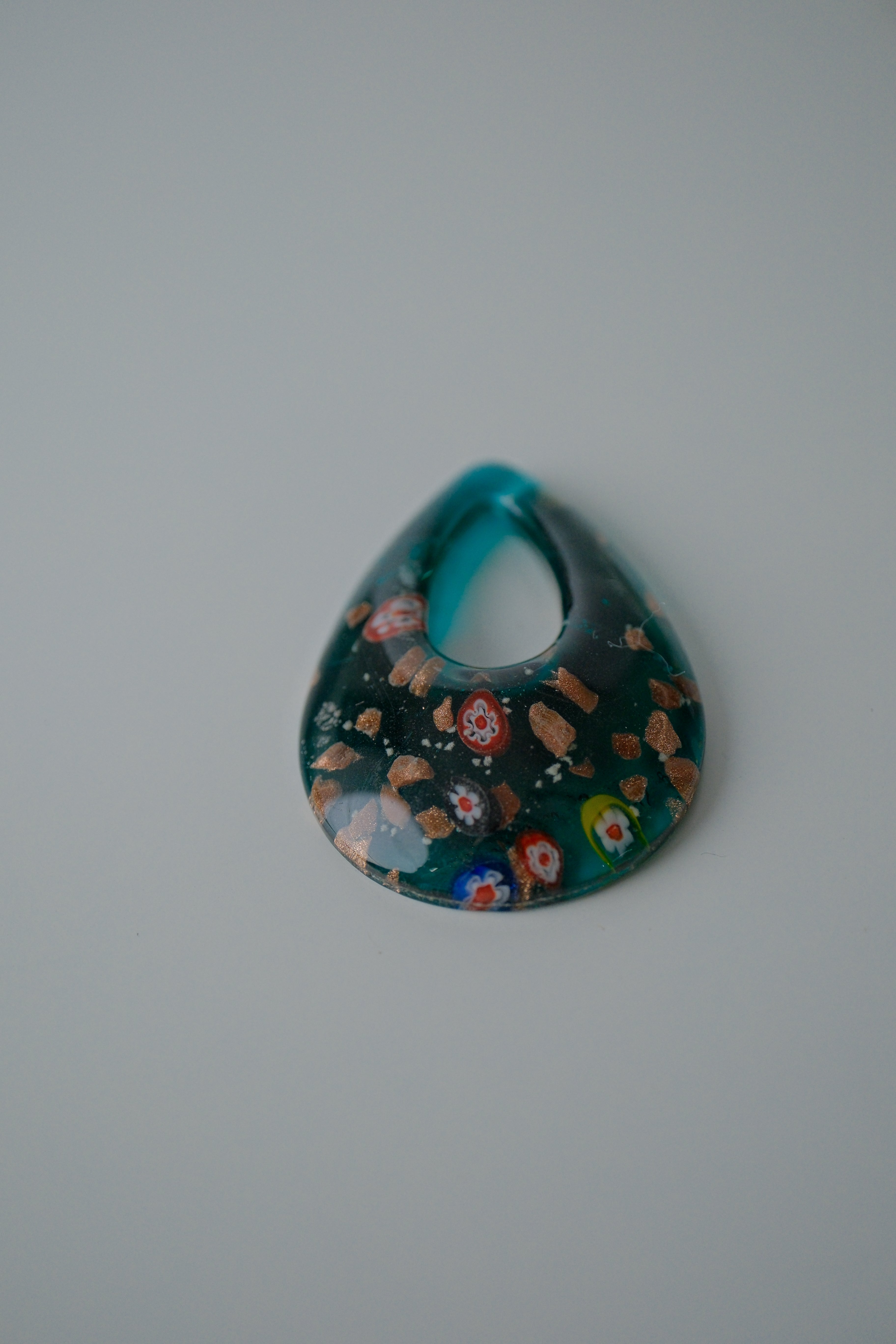 Millefiori Teardrop Sea Murano Glass Pendant