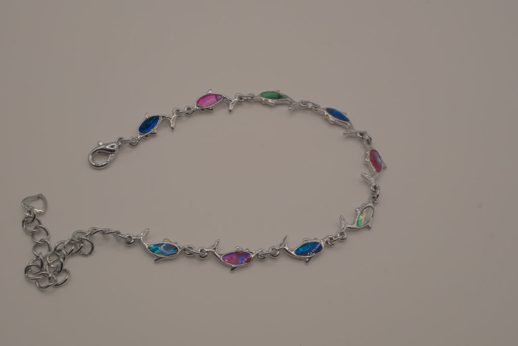 Abalone shell multicolor dolphin link bracelet
