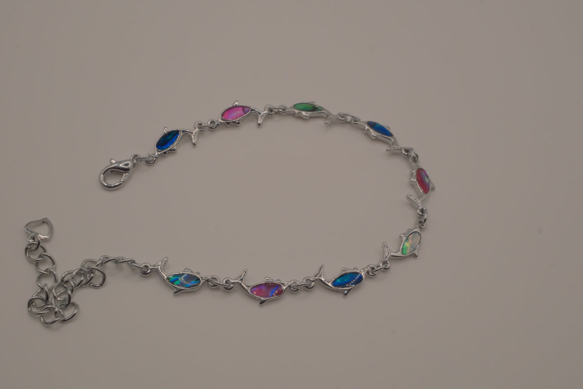 Abalone shell multicolor dolphin link bracelet