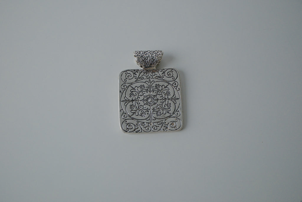 Silver Filigree and Red Enamel Pendant