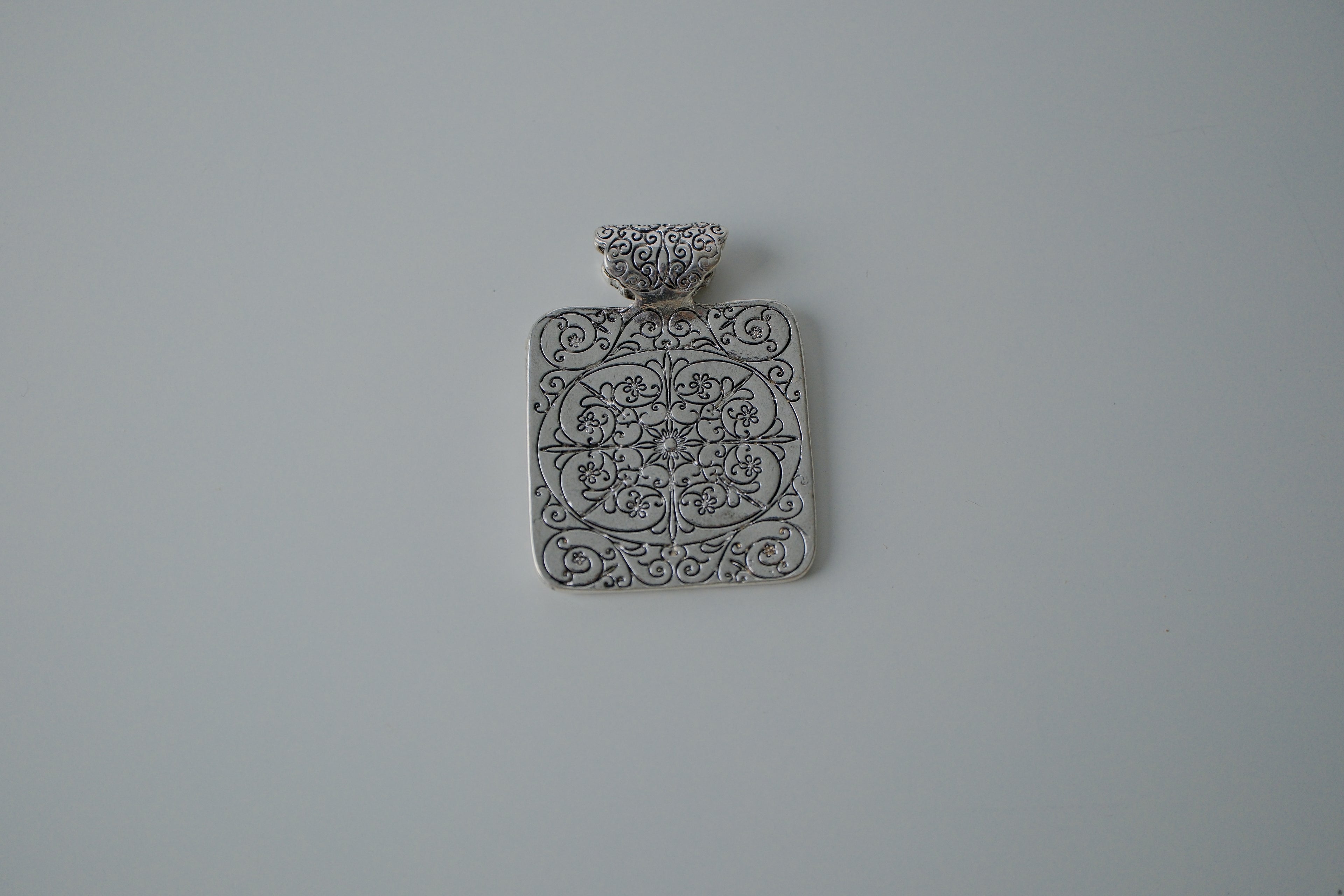 Silver Filigree and Red Enamel Pendant