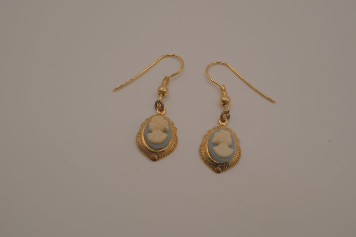 Vintage Blue cameo dangle earrings&nbsp;