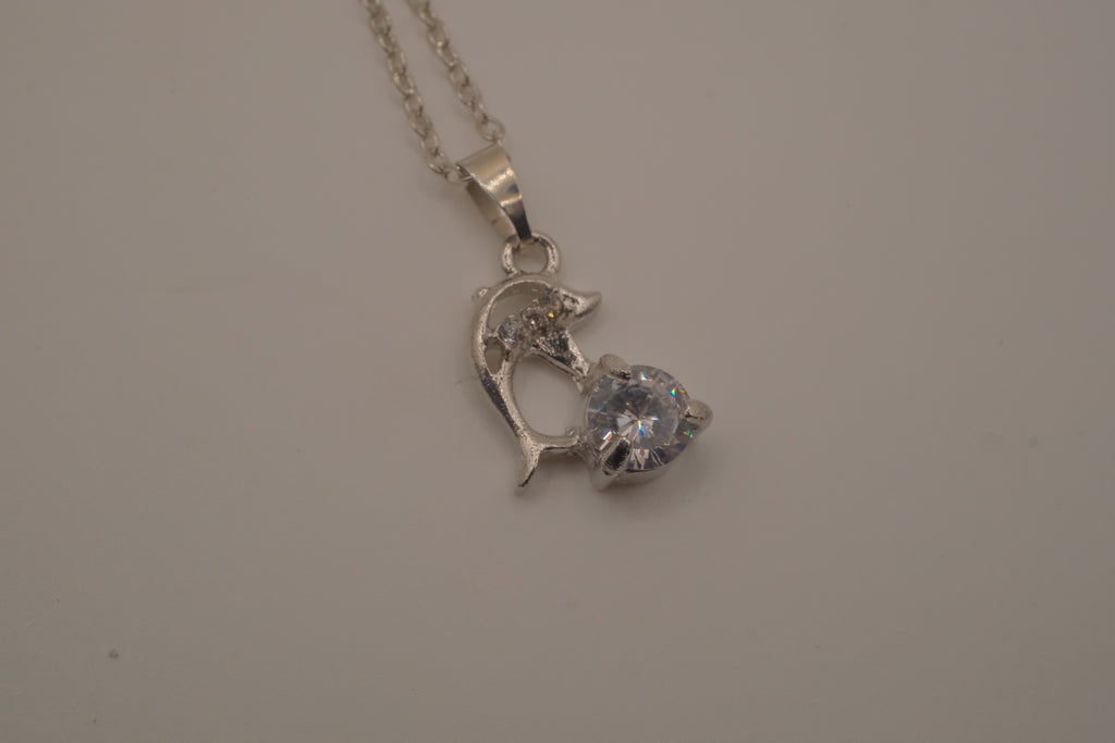 Dolphin sparking stone pendant Necklace