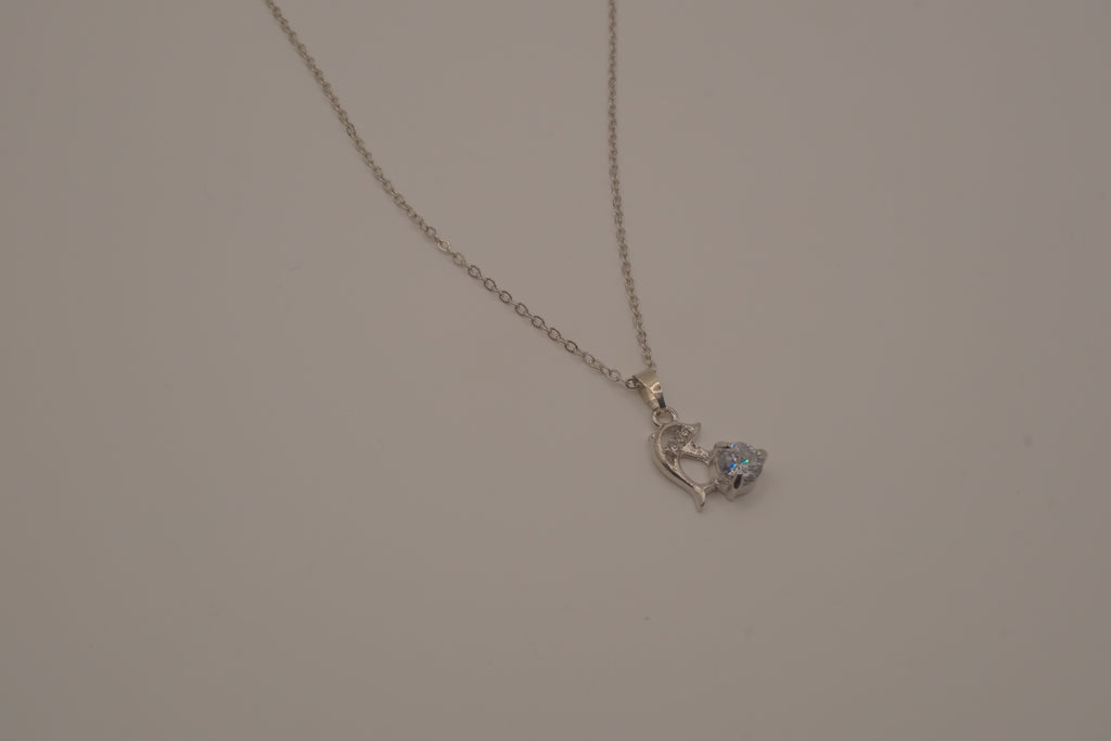 Dolphin sparking stone pendant Necklace